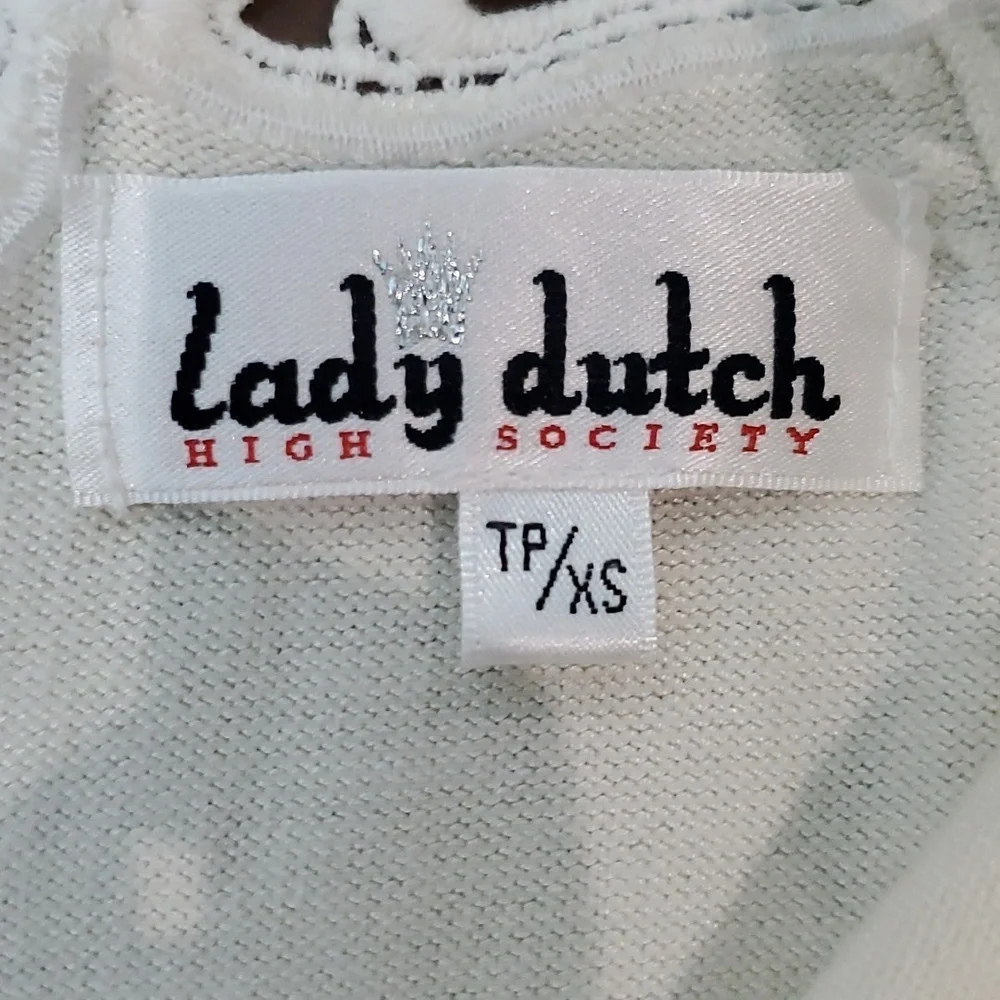 Y2K Lady Dutch Cream with Lace back & shoulder detail long knit sweater size XS - Picture 6 of 6